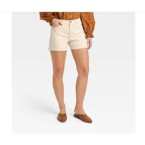 Universal Thread Cream High Rise Midi Denim Shorts size 4